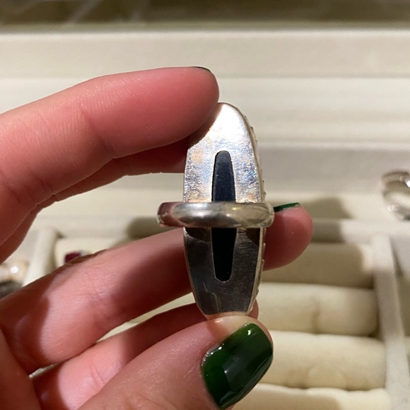Sterling silver onyx ring size 5 - Picture 4 of 4
